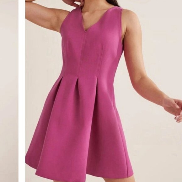 BODEN Pink V-neck Wool Blend Skater Peplum Mini Dress Sz 10 NWT - Picture 2 of 8